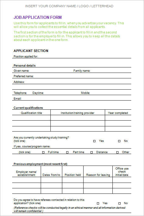 22+ Employment Application Form Template Free Word, PDF Formats
