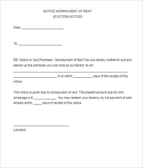 non-patment-notice-of-rent-form-template