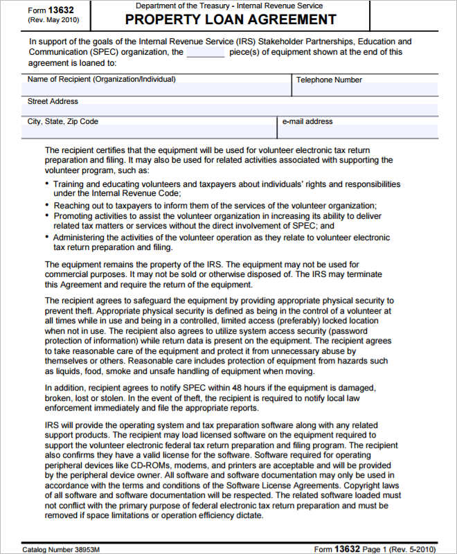 property-loan-agreement-template-form