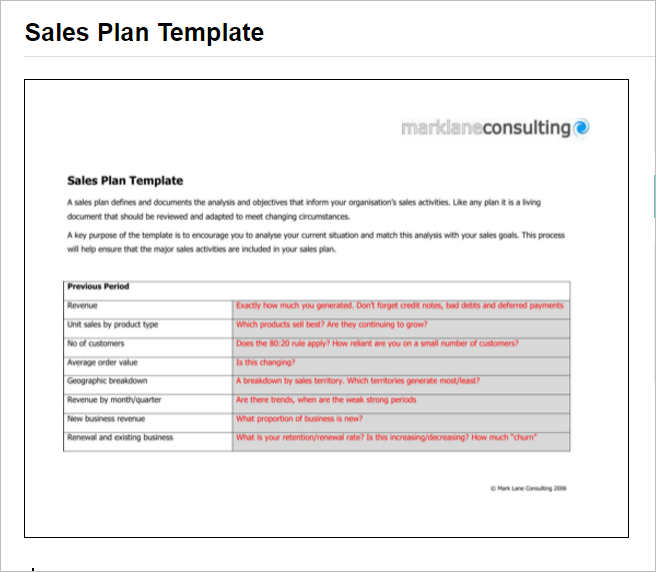 7+ Sales Plan Templates Free Word, Form, PDF Formats