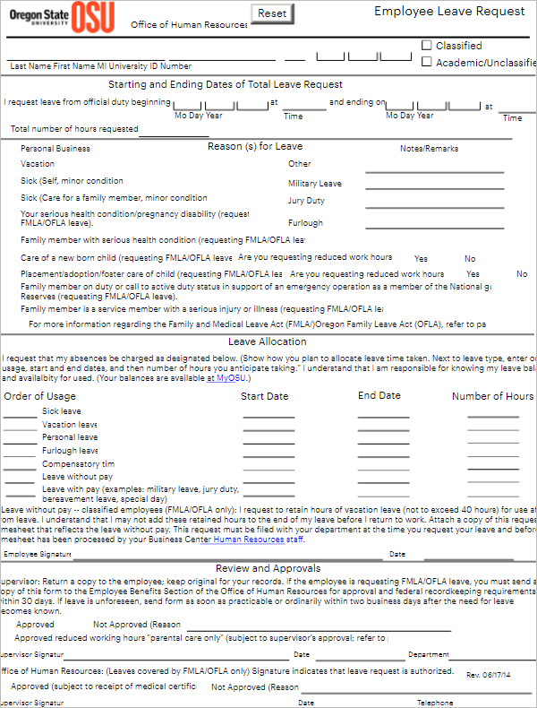Sample Leave Write Up Form For Employee