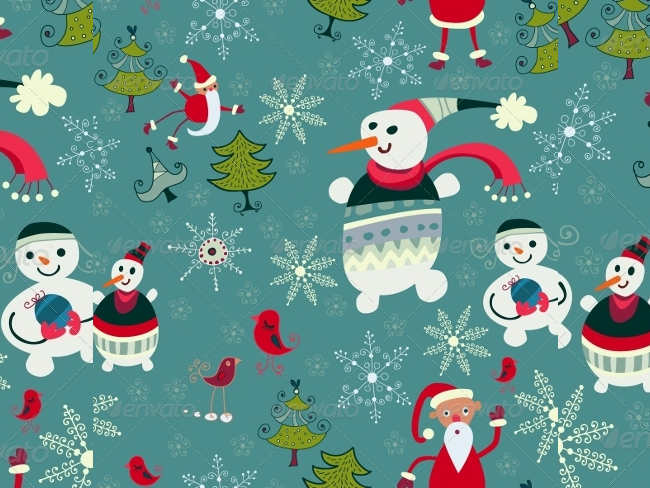santa-snowman-background-vintage-christmas-textures