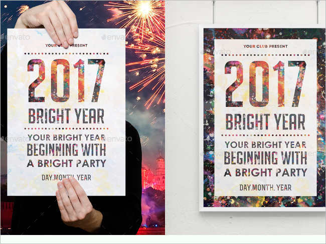 Bright New Year 2017 Poster Design Templates