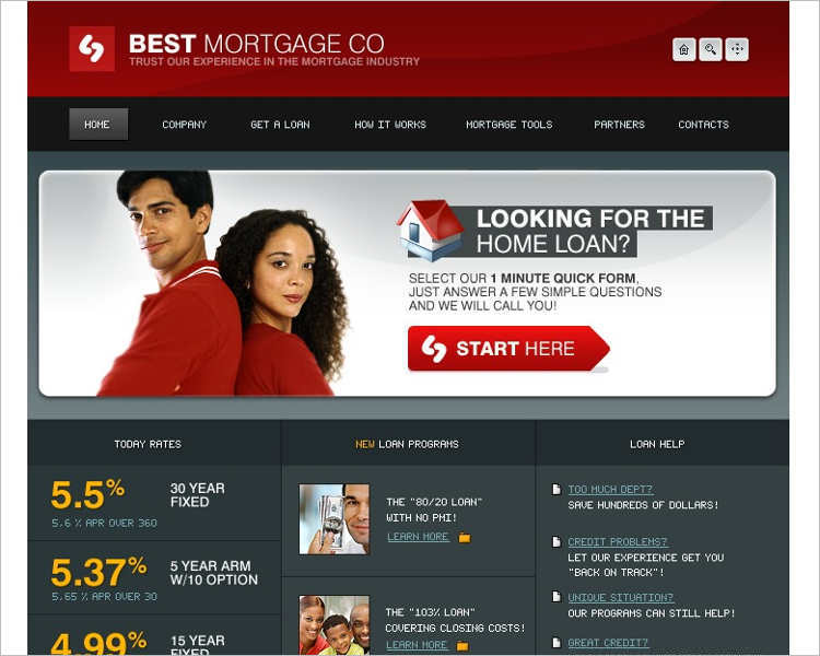 free-excel-mortgage-website-themes-templates