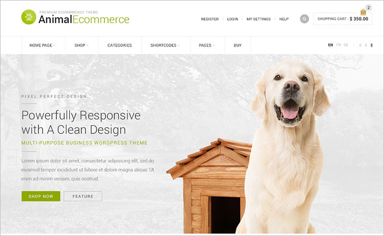 Animal E-commerce WordPress Theme