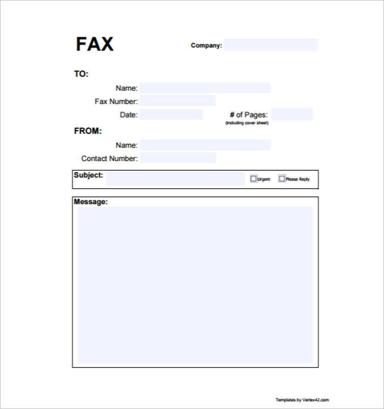 Blank Printable Fx Cover sheet Word Format