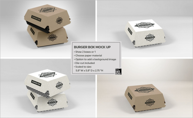 Burger Box Packaging Mockup Design