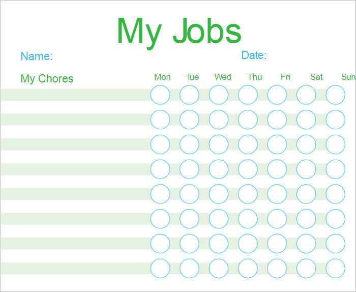 Customizable Chore Chart Templates