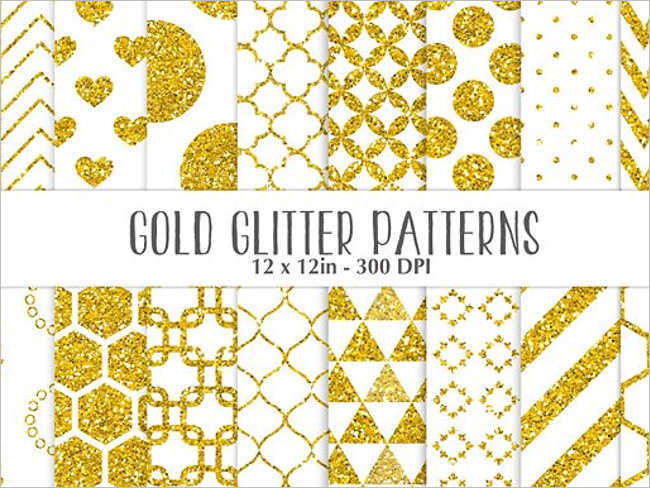 Gold Glitter White Pattern