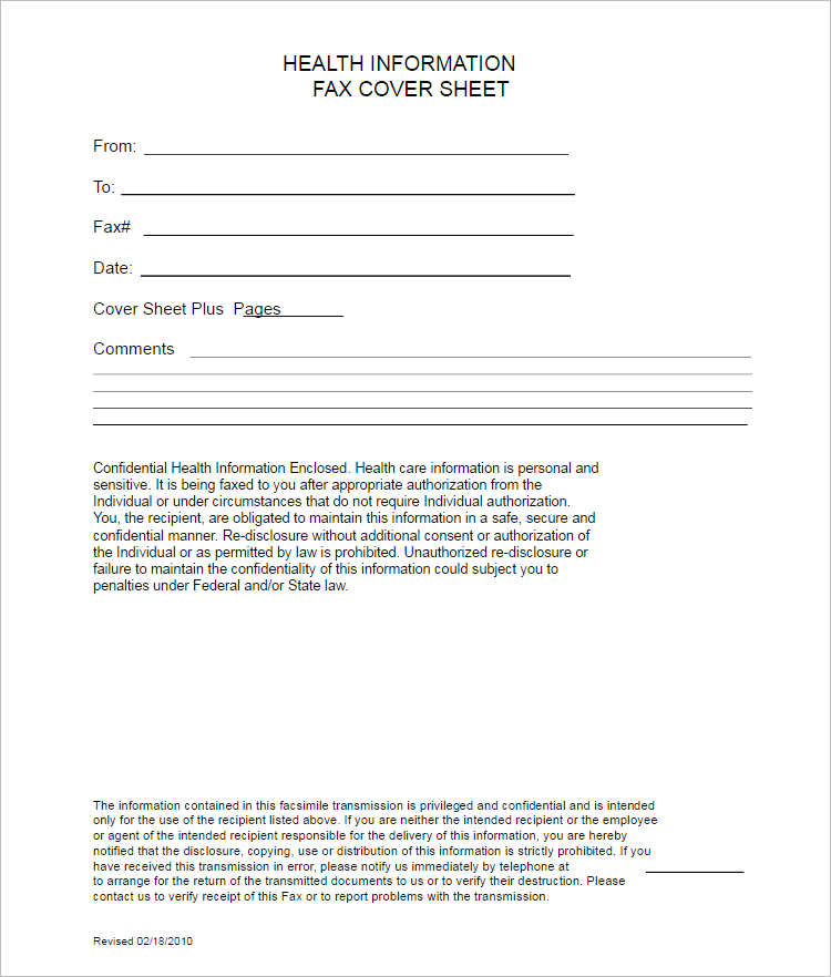 Medical Fax Cover Sheet Excel Form