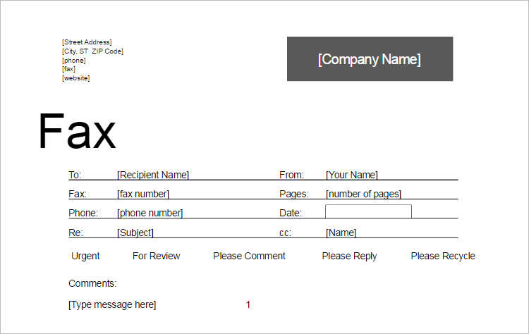 Professional Fax Cover Sheet Word Doc