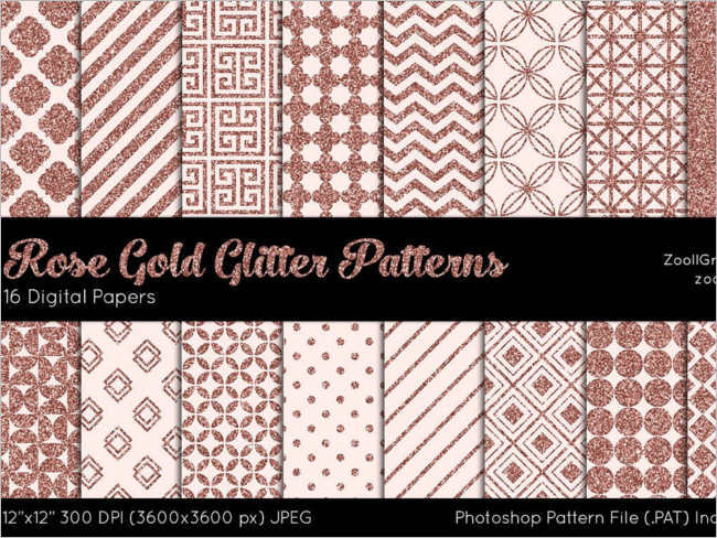 Rose Gold Glitter Digital Patterns