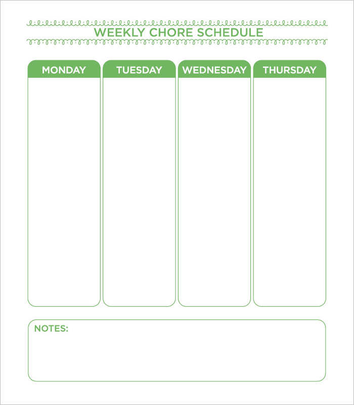 Schedule Chore Chart Template
