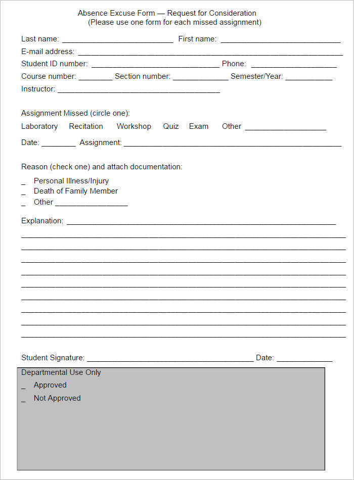 Student Doctors Note Template Pdf Format