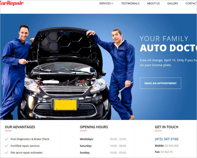 Auto Repair Bootstrape Website Template