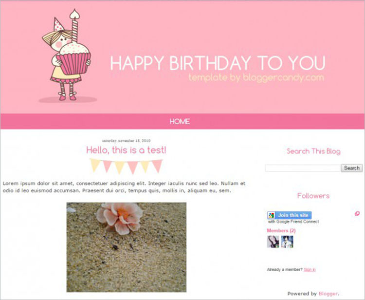 Birthday Bash Blogger Templates