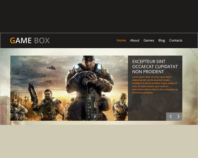 Game Box Bootstrap templae