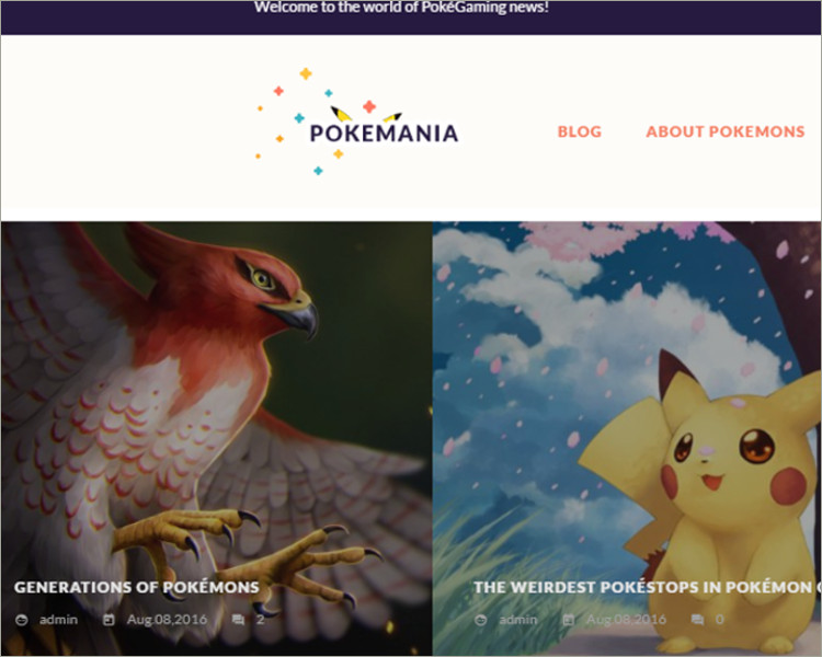 Game Portal Pokemon WordPress Theme