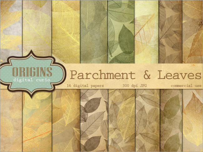 Parchment and Leaves Digital Paper