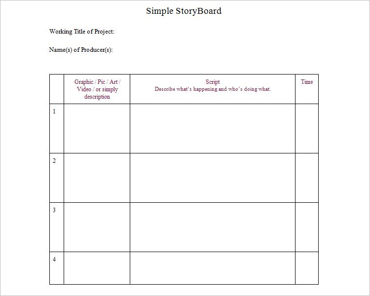 Simple Blank Storyboard Template