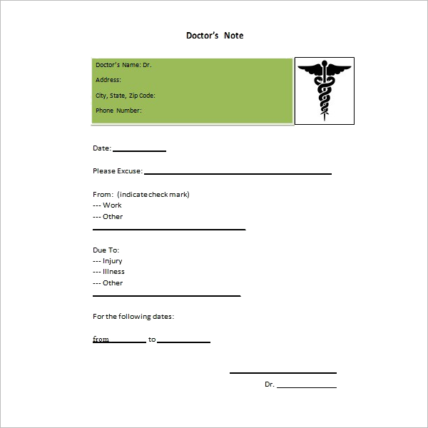 Urgent Care Doctor Note Template