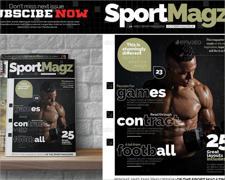 sports magazine template bundle