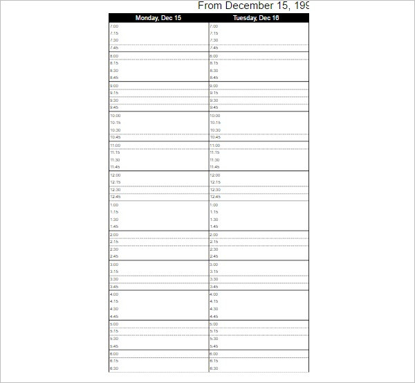 Appointment Calendar Templates Excel