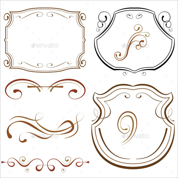 Calligraphic Decorative Borders and Frames Elements for Design