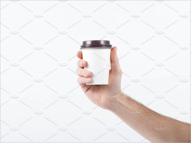 Coffee Paper Cup Holding Mockup