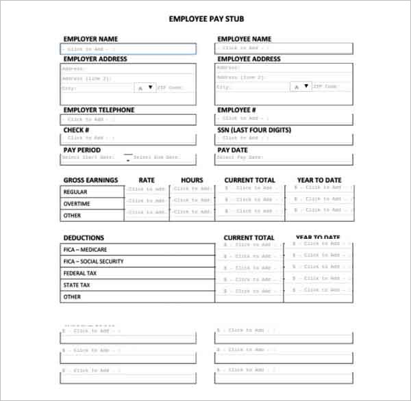 Create Employee Paystub Template Free Online