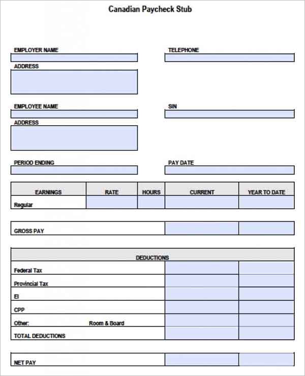Download Canadian Pay-Stub Form