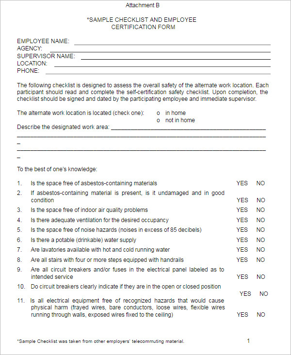 Employee Checklist Templates Format
