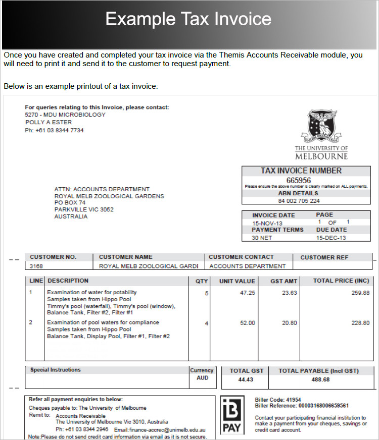 Example Tax Invoice Word Template