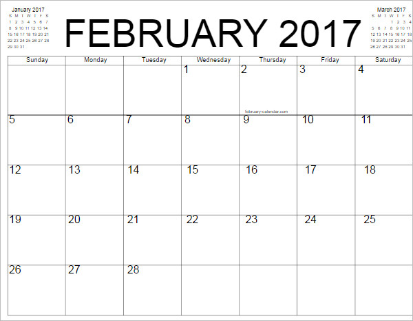 February 2017 Calendar Template