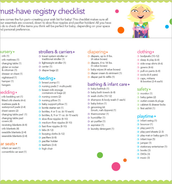 First Baby Registry Checklists Templates