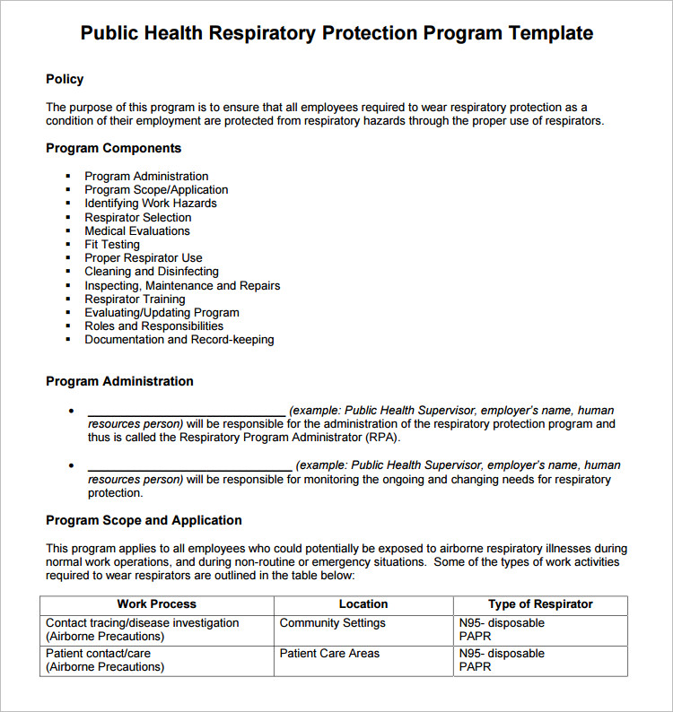 Health Program Word Document Template