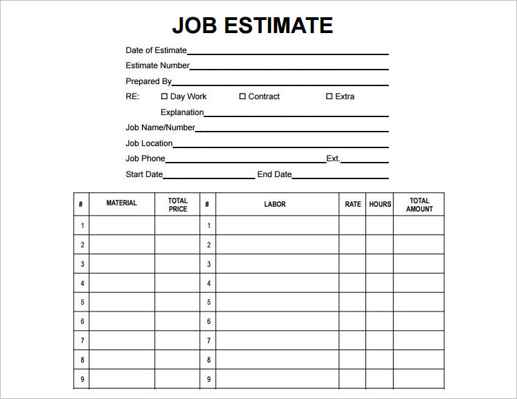 Job Estamite Proposal template