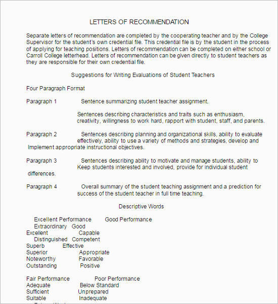 Letter of Recommendation for Elementary Student