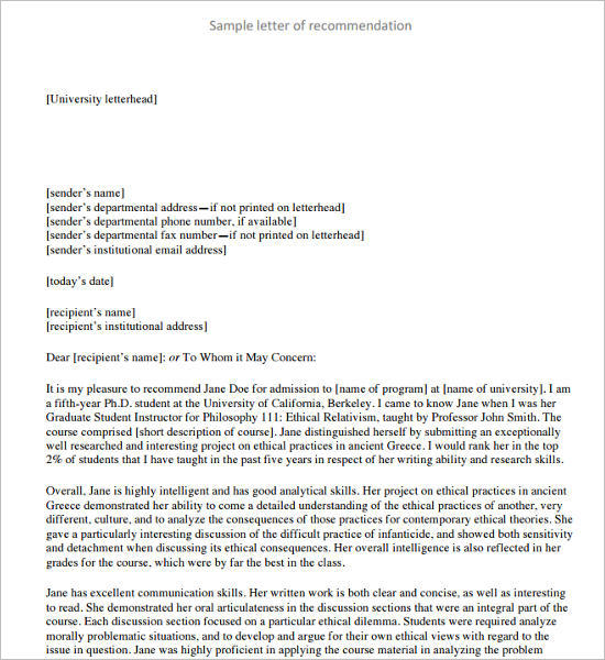 Letter of Recommendation pdf