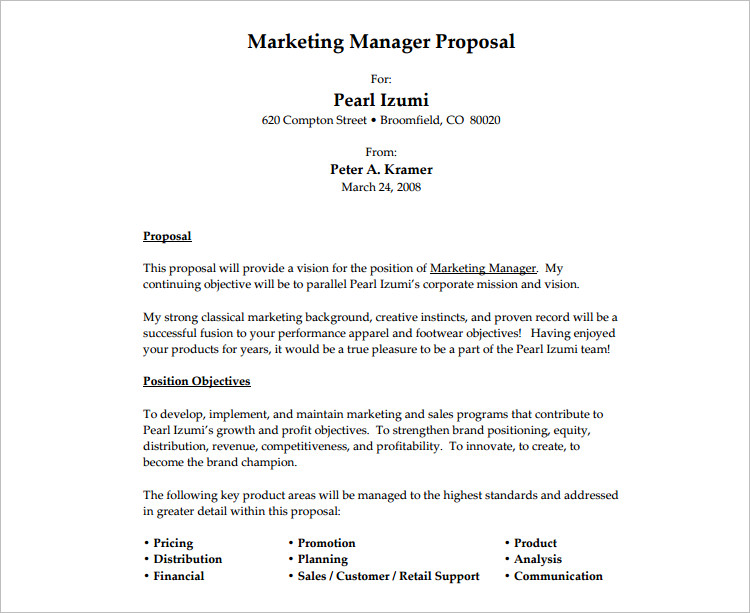 Marketing Job Proposal template