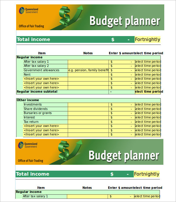 Monthly Trading Budget Planner Template
