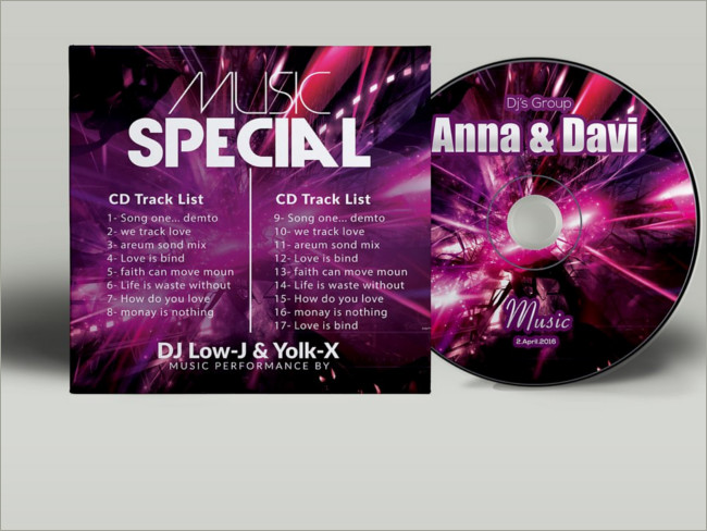Music CD Cover Psd Template