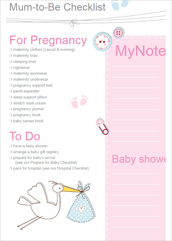 New Born Baby Checklist Template