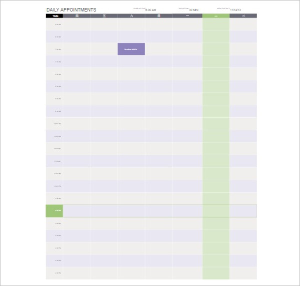 Office Appointment Calendar Template