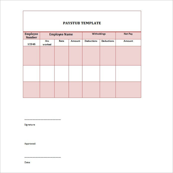 Pay Stub Template For Employee