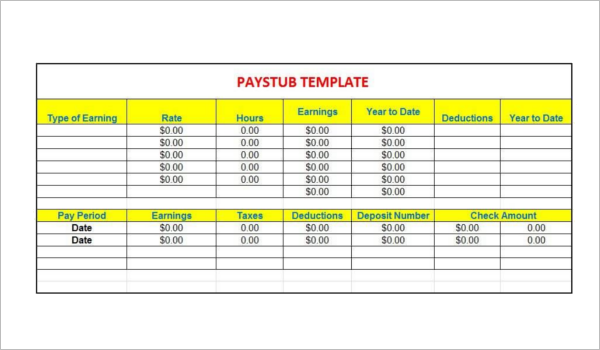 Pay Stub Template Microsoft Excel