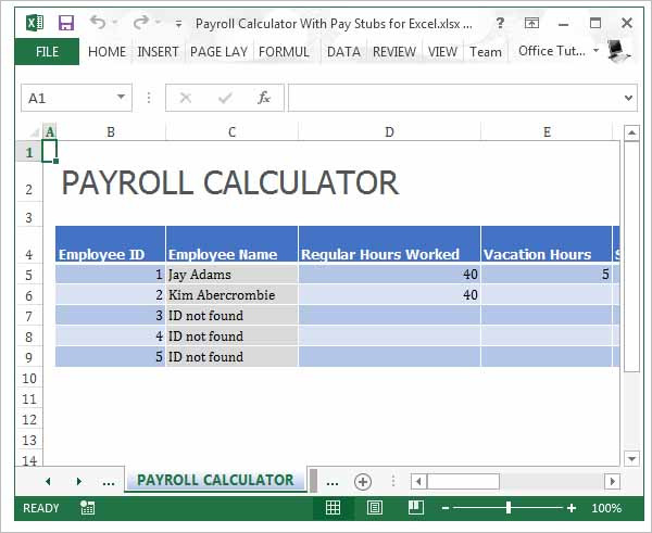 Payroll Calculator With Pay Stubs For Excel