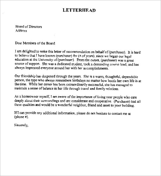 Personal Reference Letter