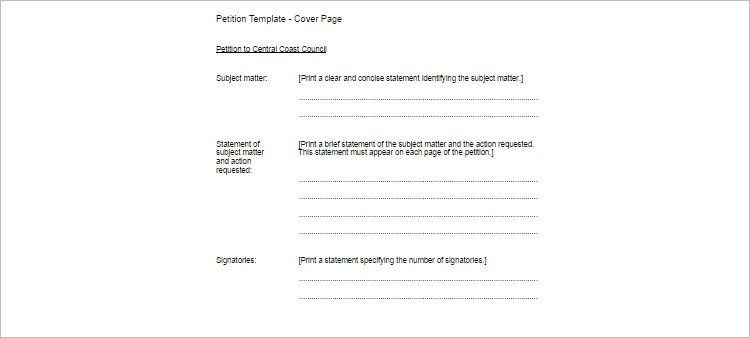 Petition TEmplate Word Form
