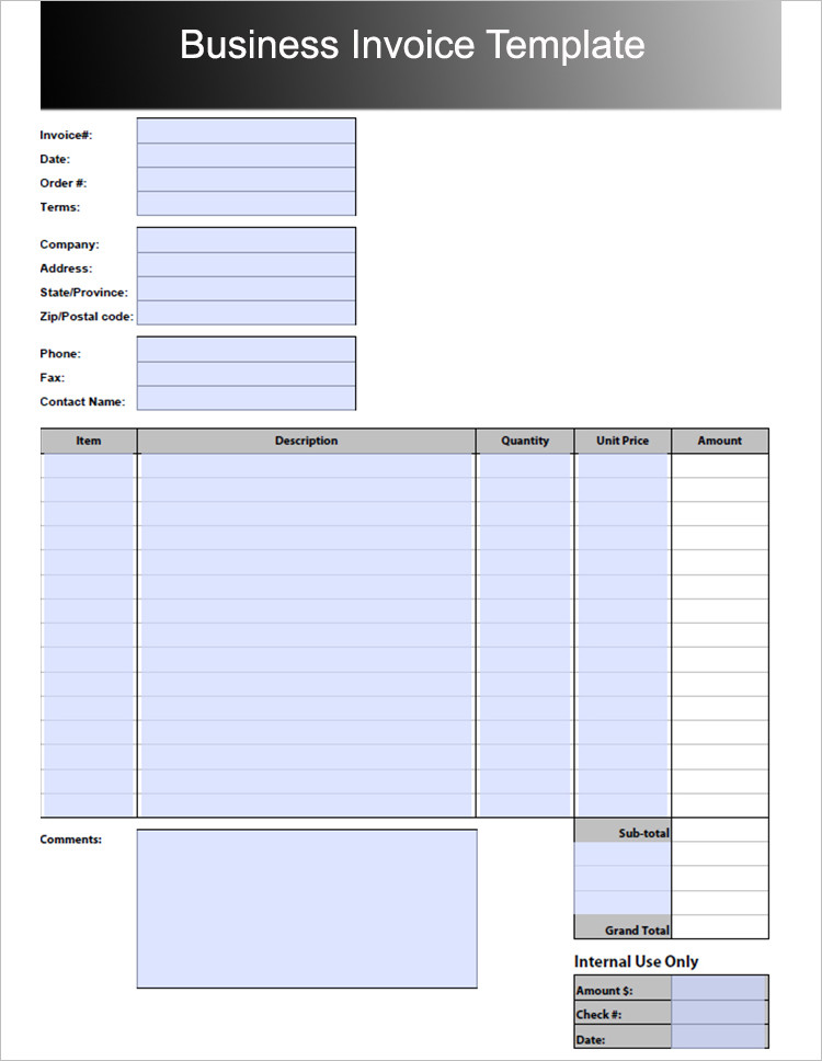 Printable Business Invoice Template